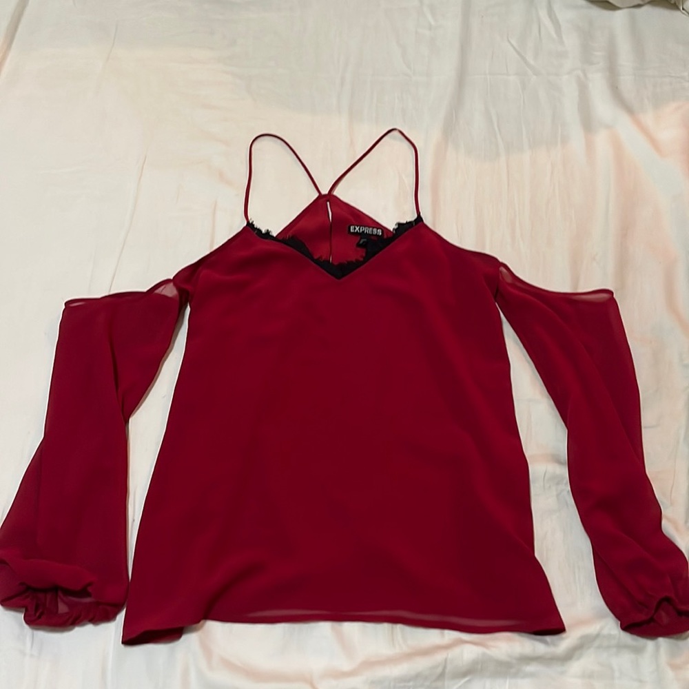 Express red off the shoulder blouse